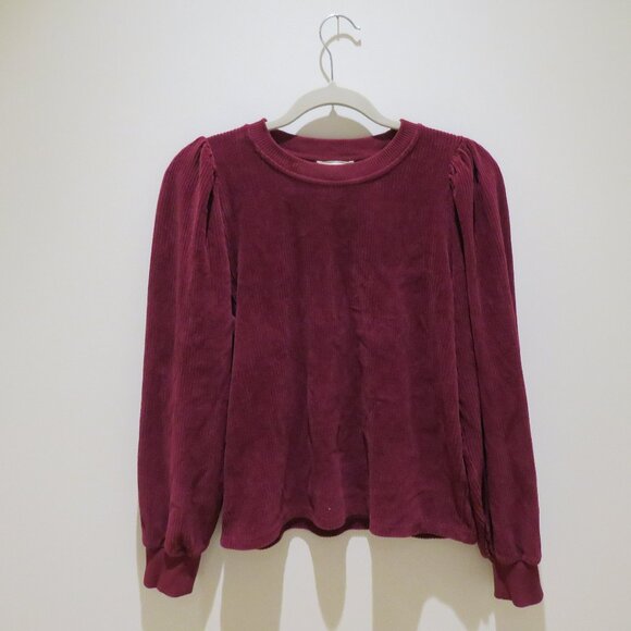 SEZANE Josie Sweatshirt Top Plum Corduroy Size Small Boho Romantic Cottage Trad - Picture 3 of 15